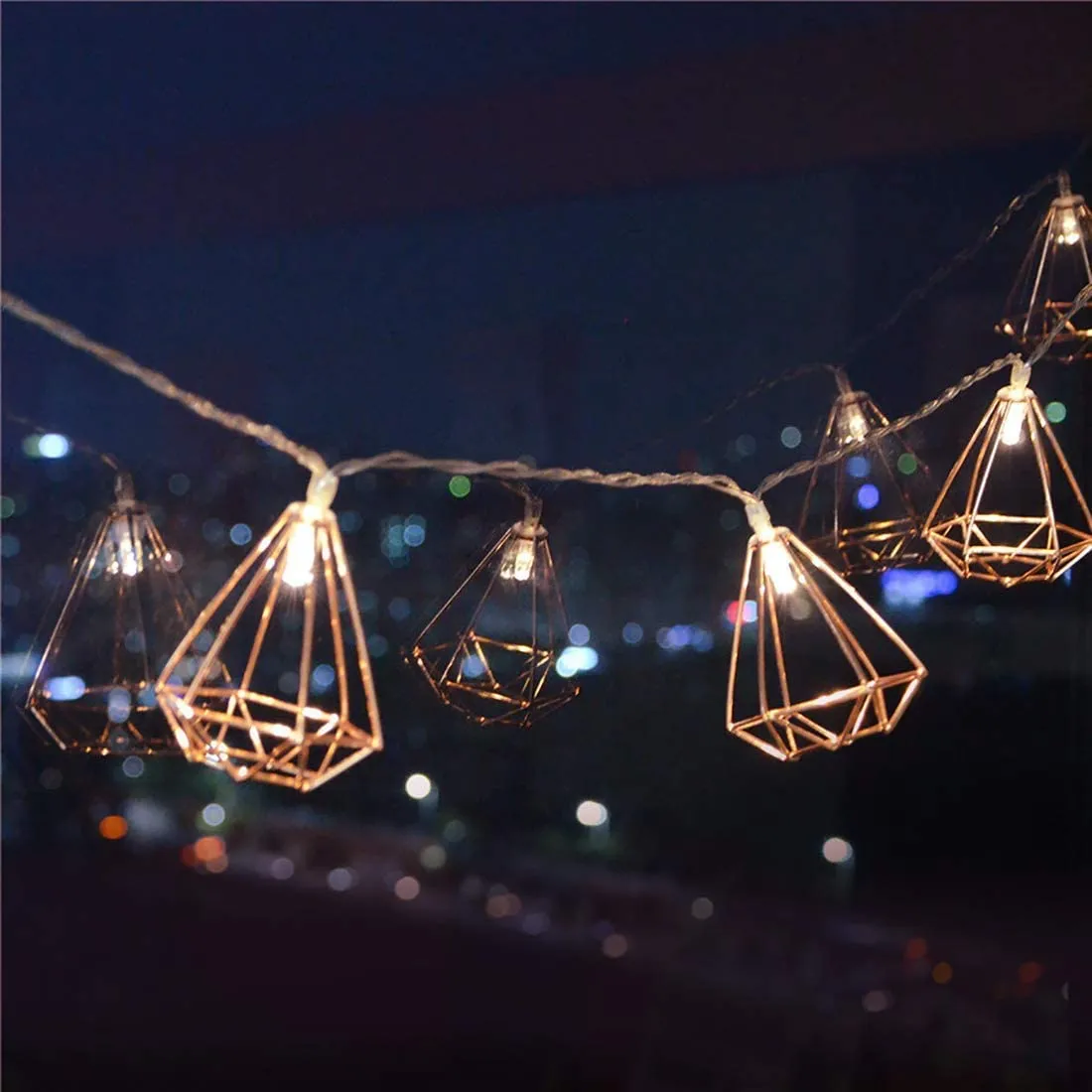 10 LED Rose Gold Diamond String Fairy Lights - Battery Operated