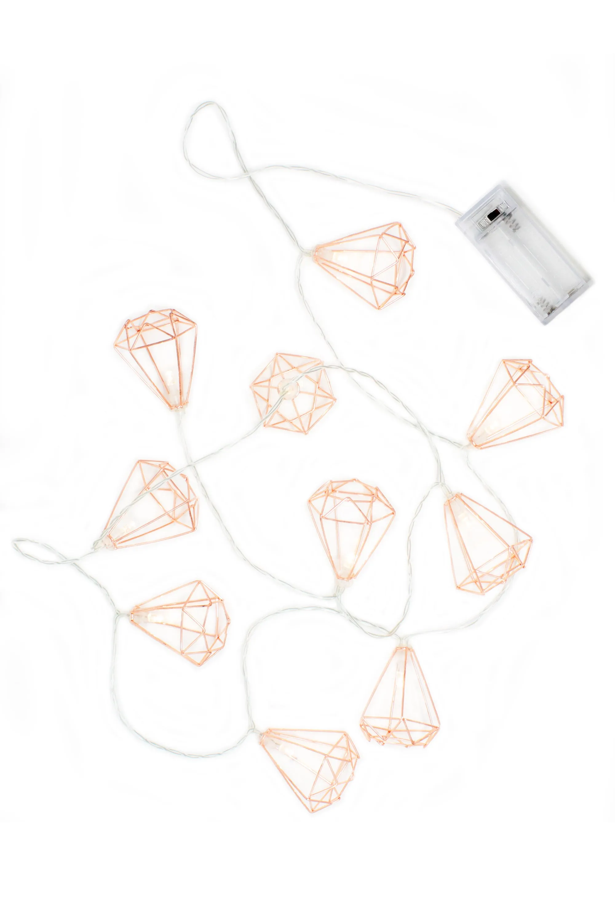 10 LED Rose Gold Diamond String Fairy Lights - Battery Operated