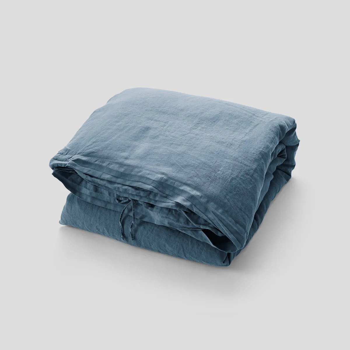 100% Linen Mixed Bedding Set - Lake, Mist & Navy Pinstripe