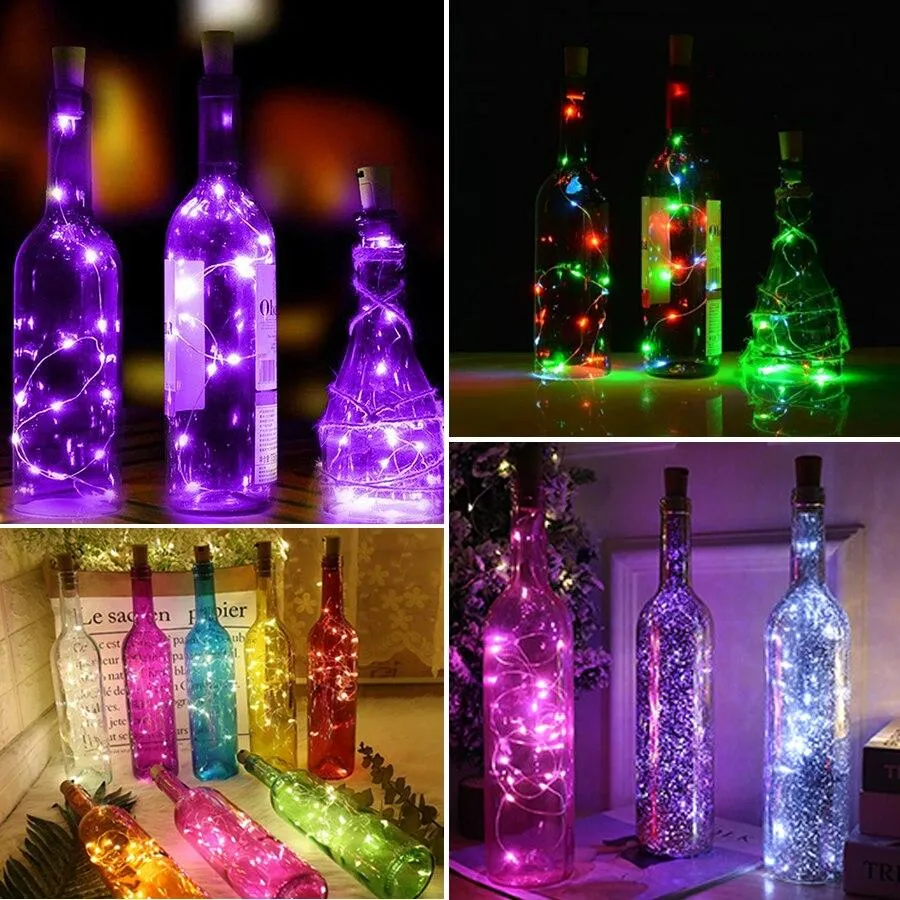 10pcs Wine Bottle Lights with Cork LED String Light for Christmas Holiday Party Wedding Decoration