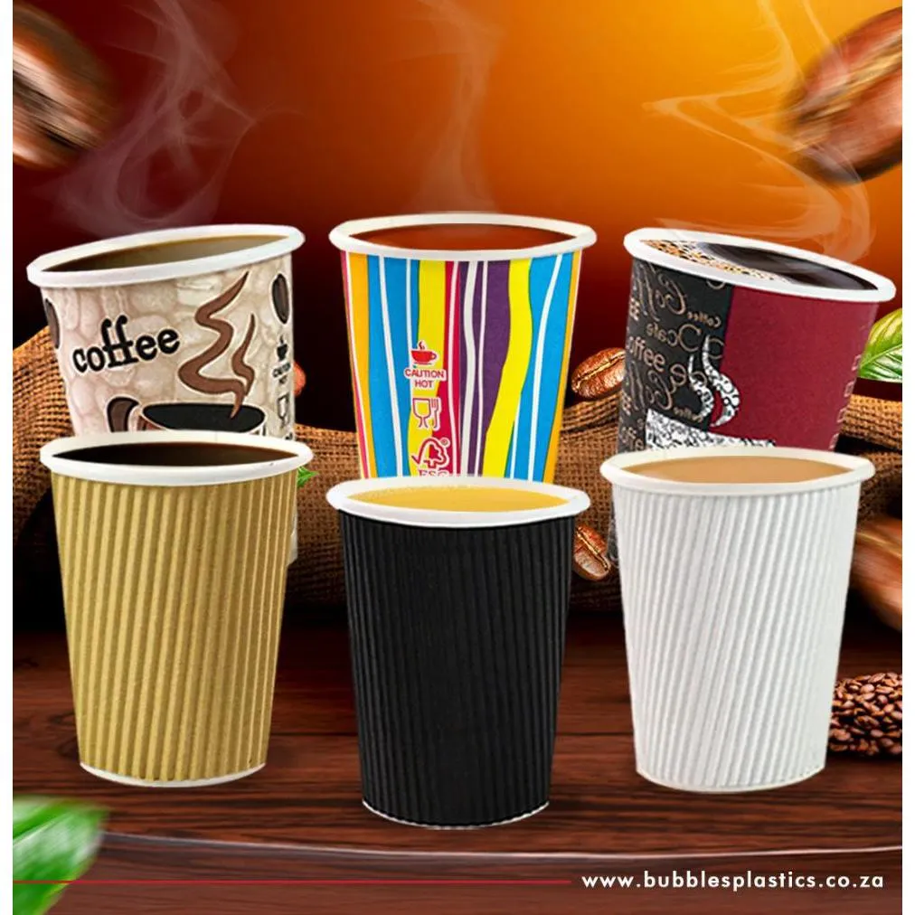 250ml Ripple Paper Coffee Cup Kraft Brown 5pack