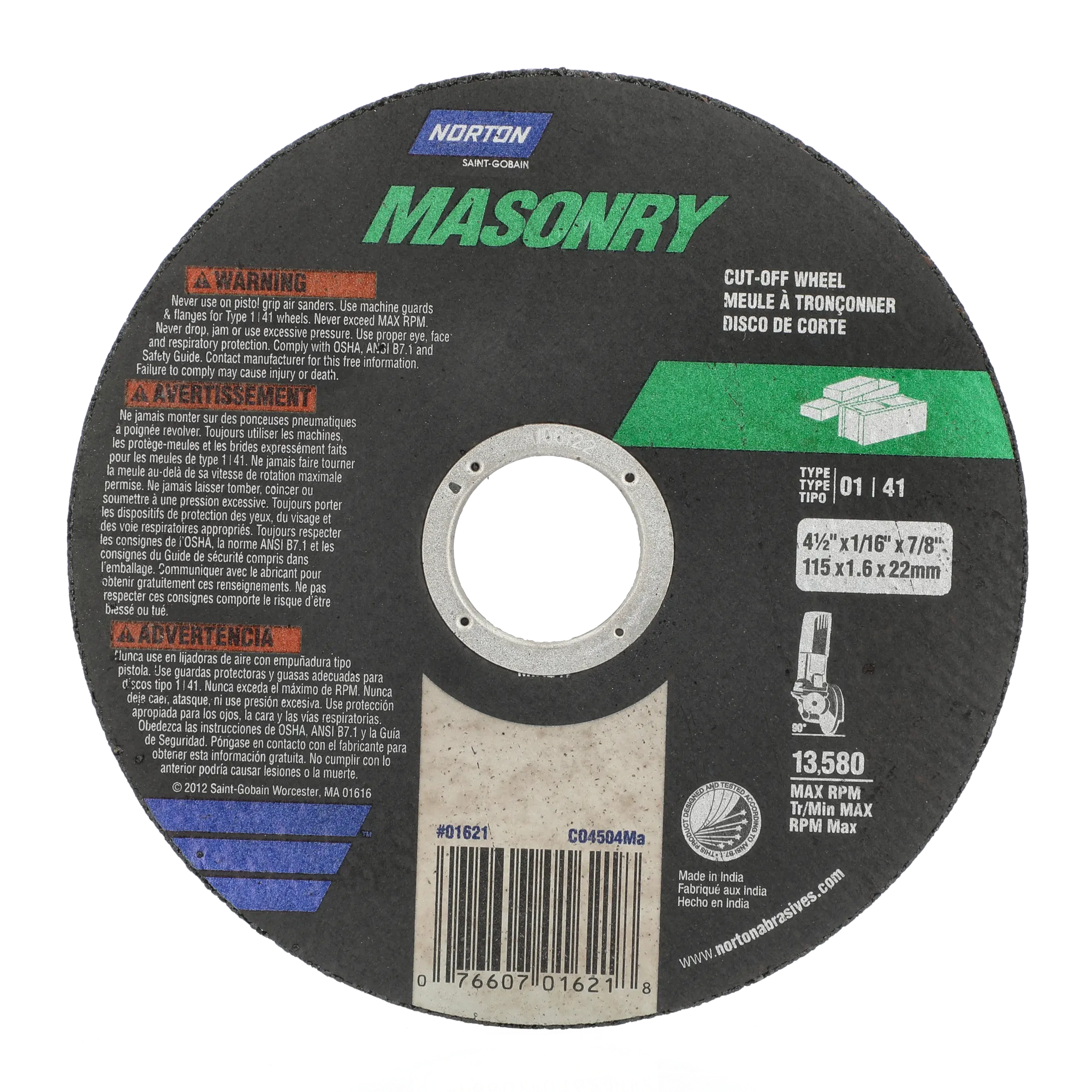 4-1/2" Masonry Right Angle Cut-Off Wheel