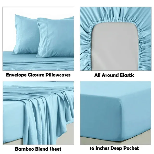 4-Piece Bamboo Blend Cooling Bed Sheets Set