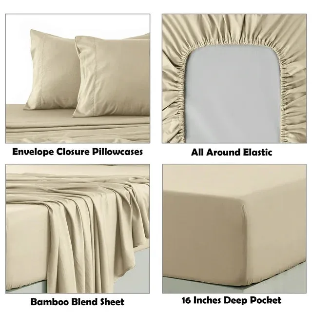 4-Piece Bamboo Blend Cooling Bed Sheets Set