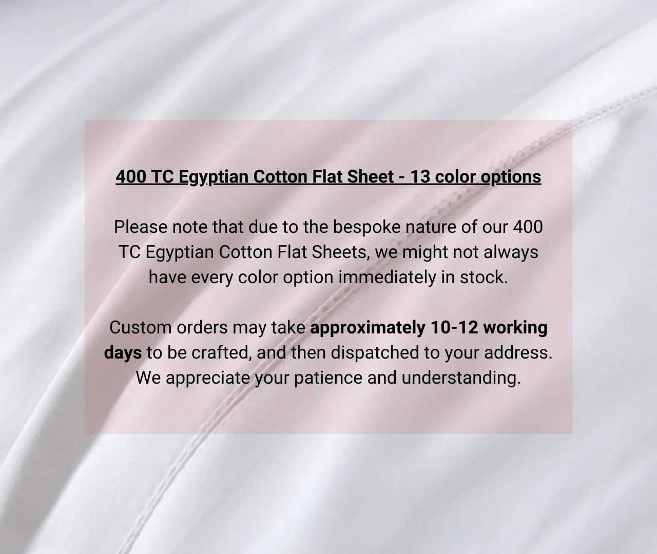 400 TC Egyptian Cotton Flat Sheet (Custom Order)