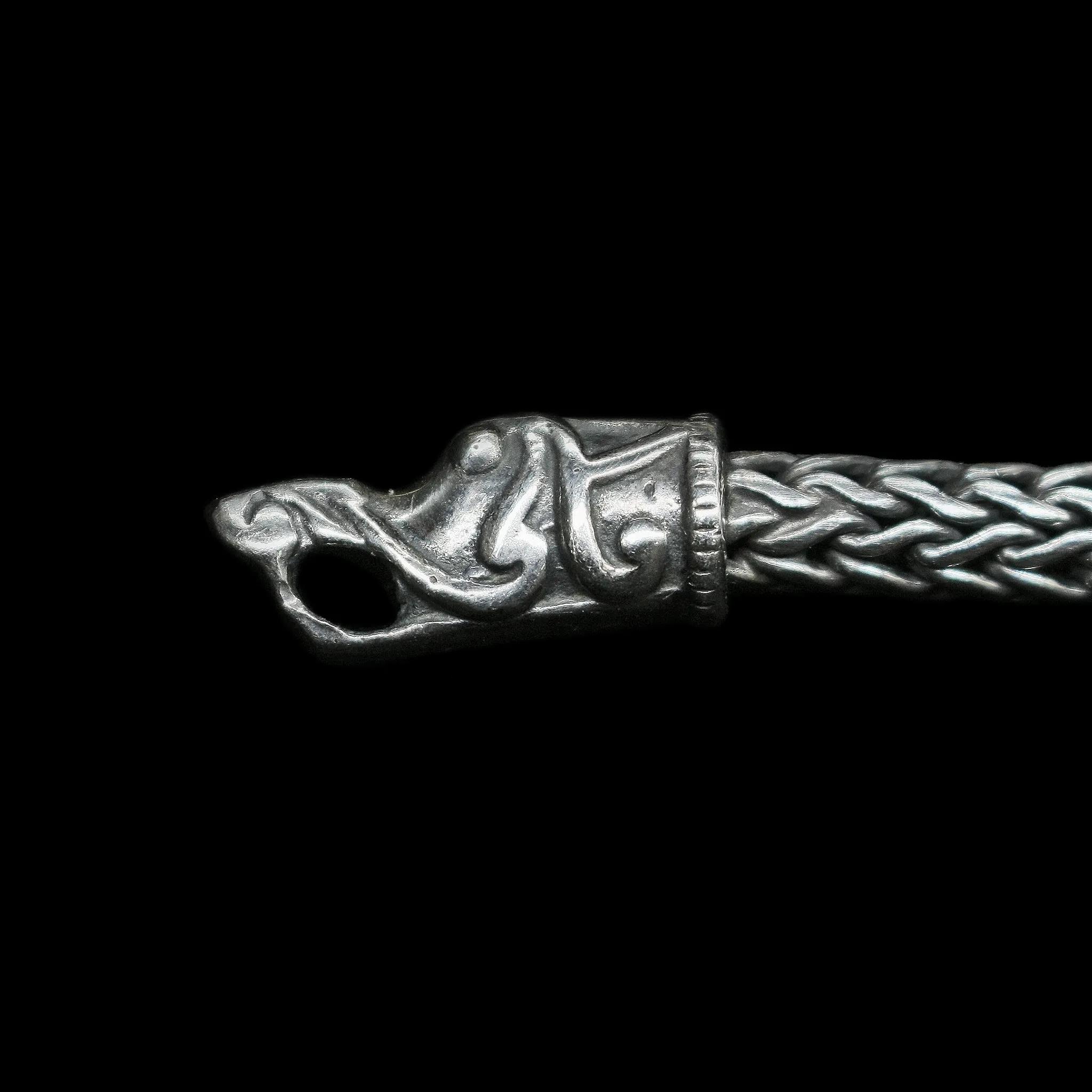 5mm Thick Silver Snake Chain Thors Hammer Necklace - Gotland Dragon Heads