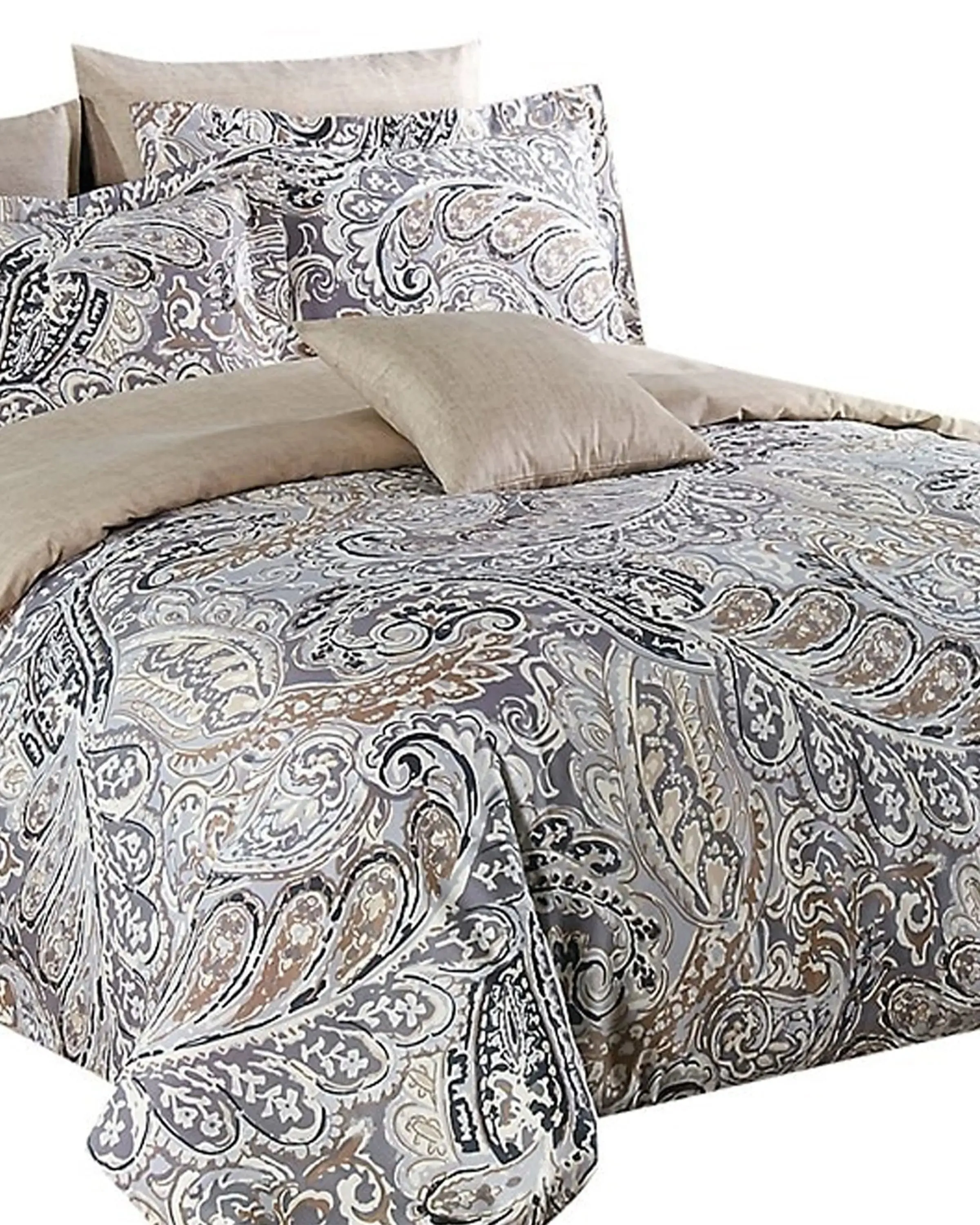 Abhay Beige & White Printed Bedsheet Set