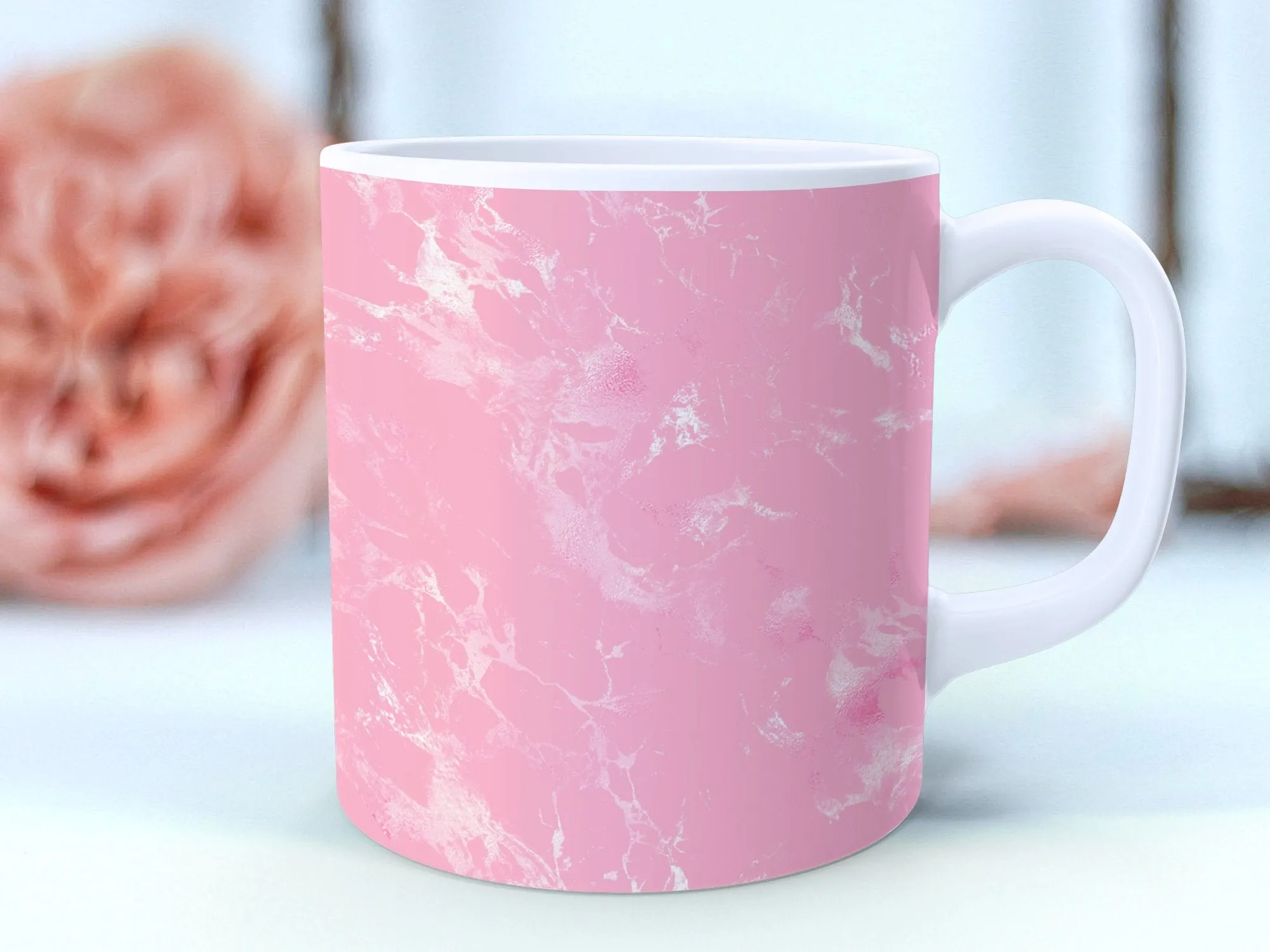 Abstract Pink Marble Pattern Mug, 11oz Artistic Coffee Cup, Unique Drinkware, Chic Kitchen Decor