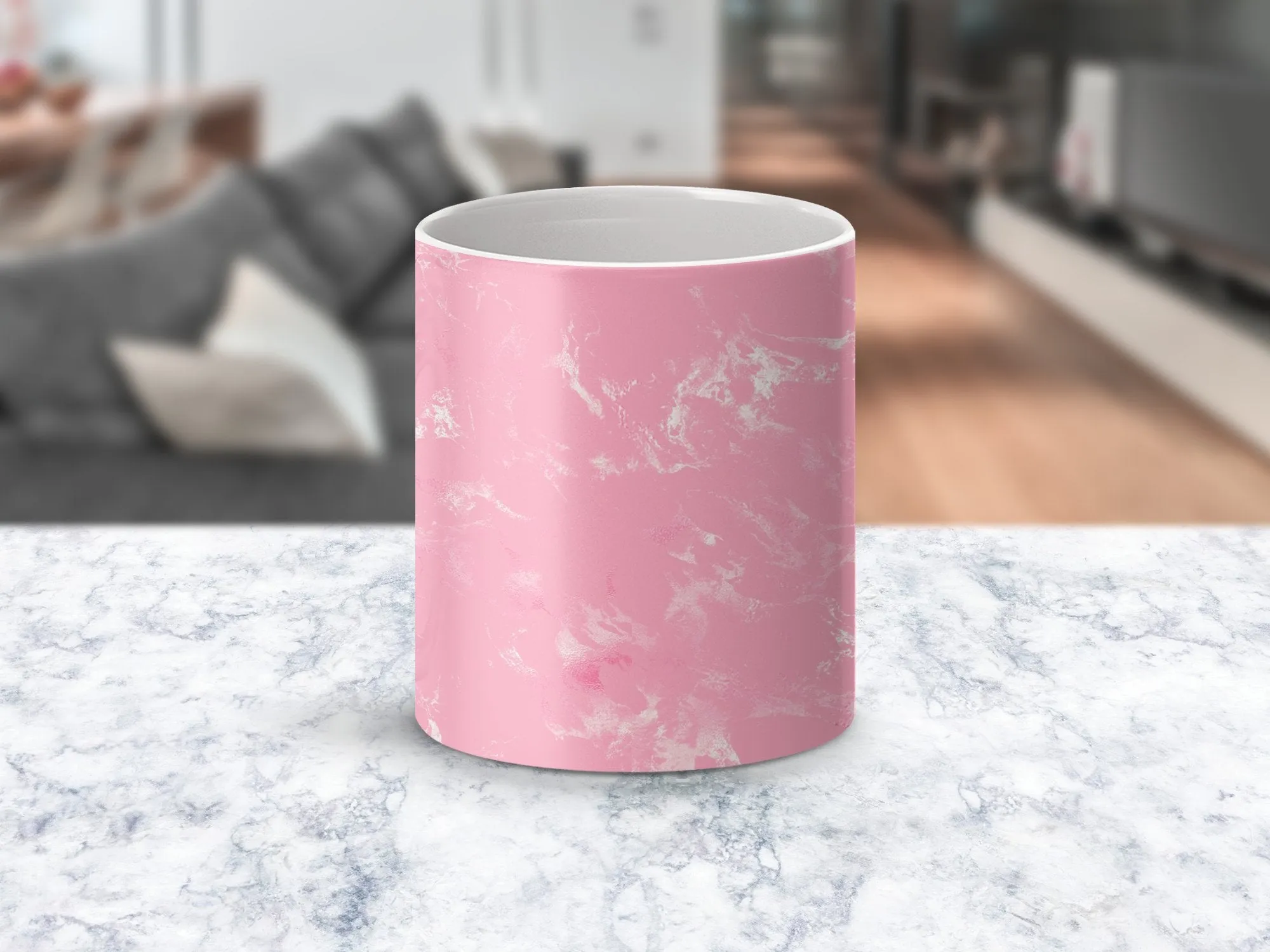 Abstract Pink Marble Pattern Mug, 11oz Artistic Coffee Cup, Unique Drinkware, Chic Kitchen Decor