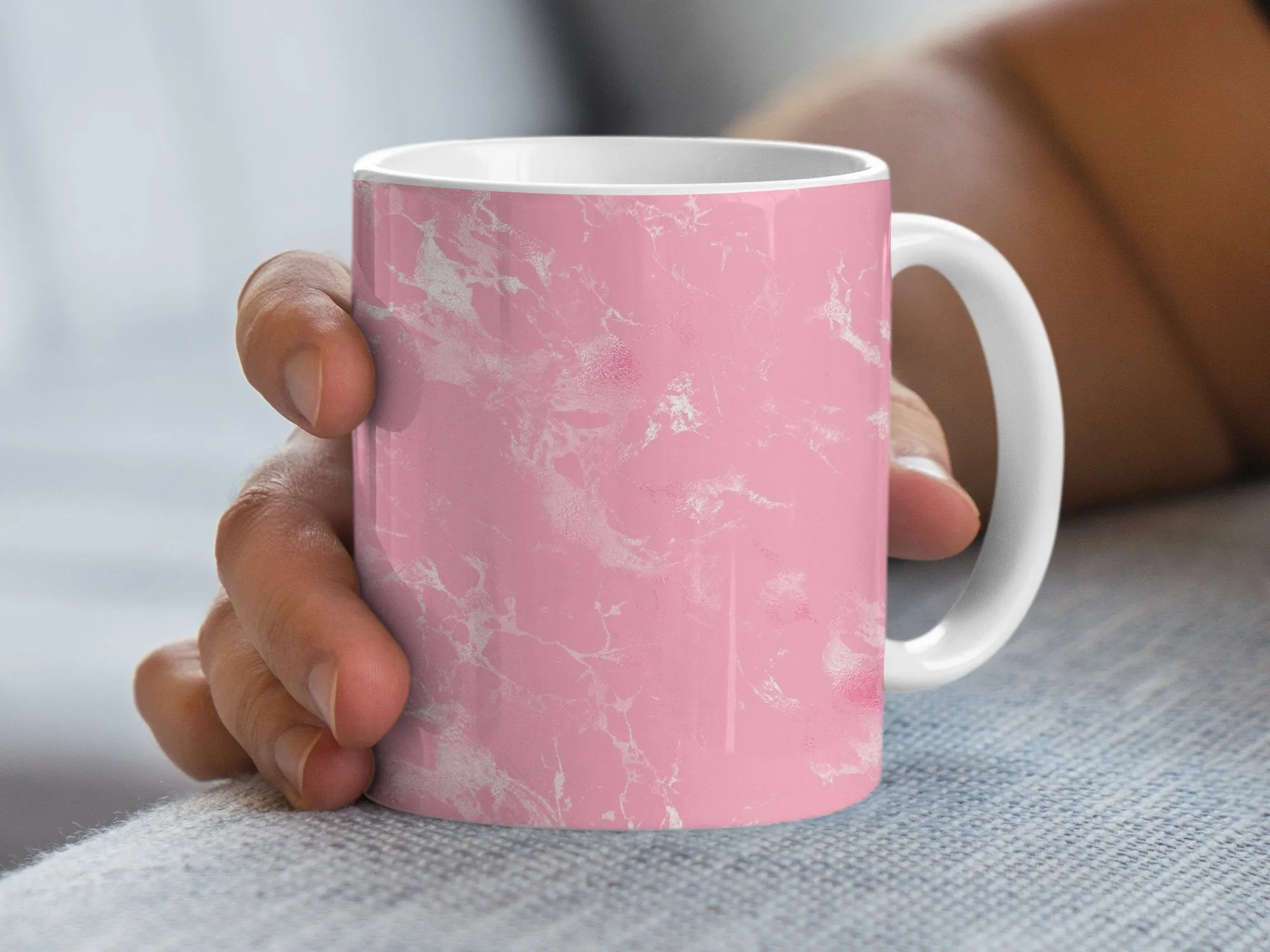 Abstract Pink Marble Pattern Mug, 11oz Artistic Coffee Cup, Unique Drinkware, Chic Kitchen Decor