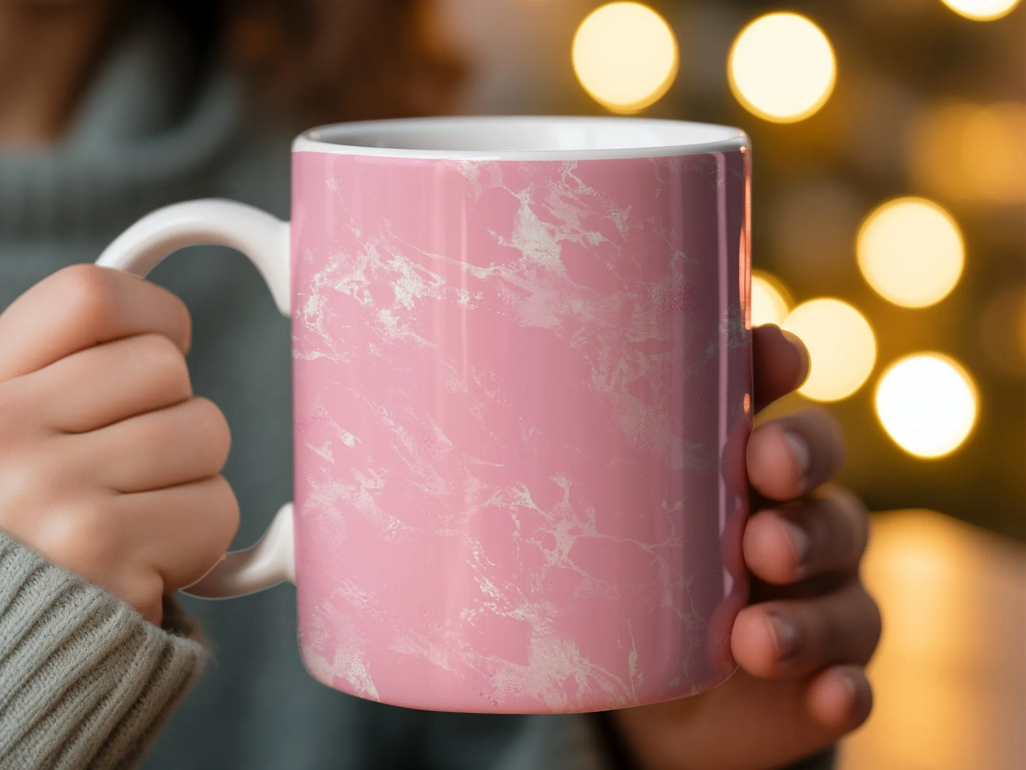 Abstract Pink Marble Pattern Mug, 11oz Artistic Coffee Cup, Unique Drinkware, Chic Kitchen Decor