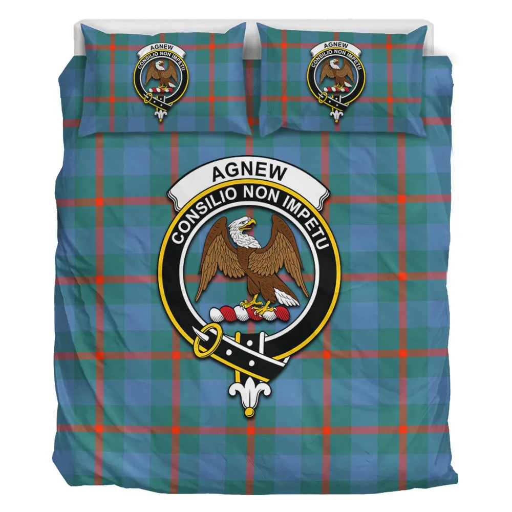 Agnew Ancient Tartan Bedding Set with Family Crest