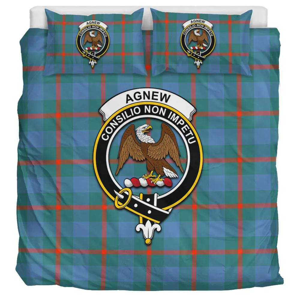 Agnew Ancient Tartan Bedding Set with Family Crest