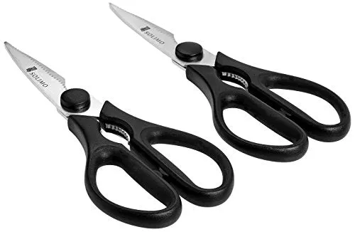 Amazon Brand - Solimo Premium High-Carbon Stainless Steel Detachable Kitchen Scissors Set, Set of 2, Silver