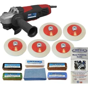 Angle Grinder Sealey 750W With Pro-Max 11pc General Purpose Metal Polishing Kit