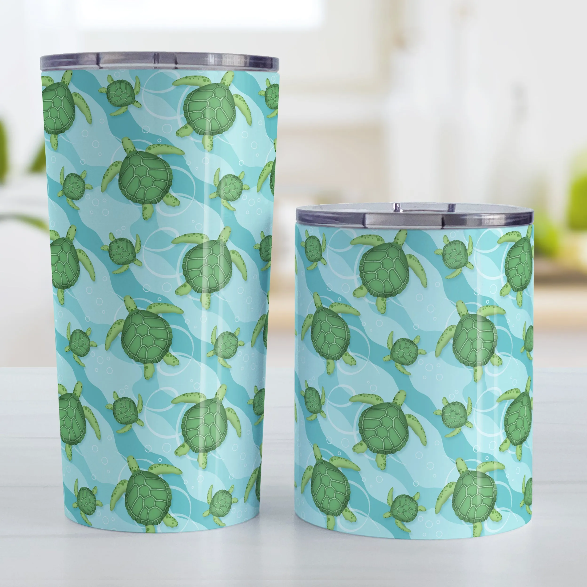 Aquatic Sea Turtle Pattern Tumbler Cup