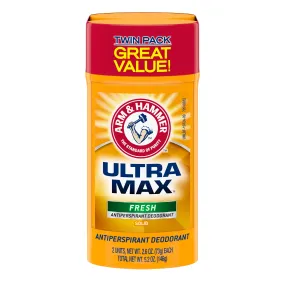 Arm & Hammer ULTRA MAX Deodorant- Fresh-  Solid - 2.6oz- Twin Pack (Pack of two)