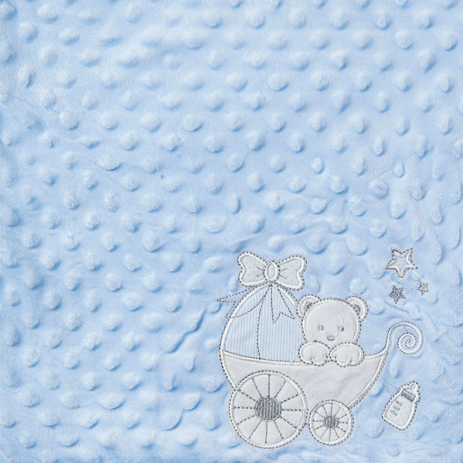 Baby Bear In Pram Soft Reversible Bubble Blanket Blue