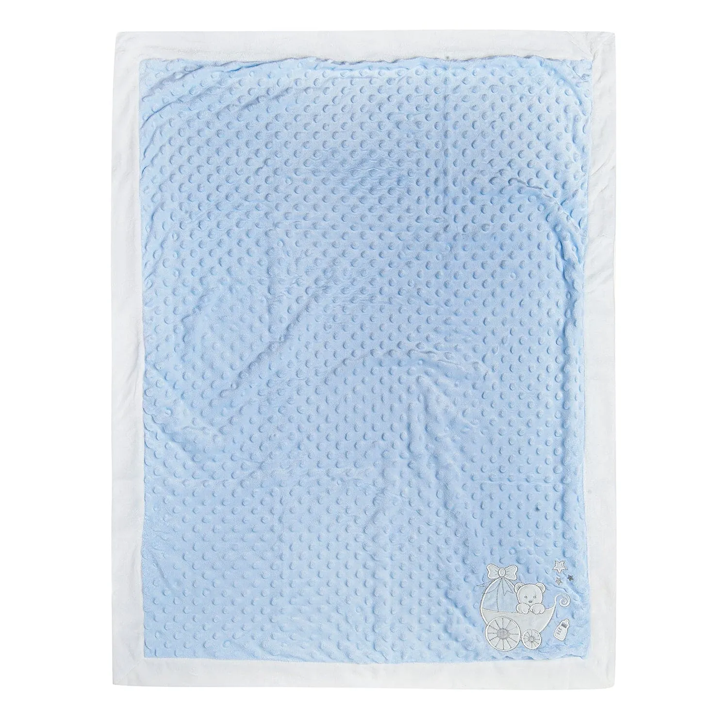 Baby Bear In Pram Soft Reversible Bubble Blanket Blue