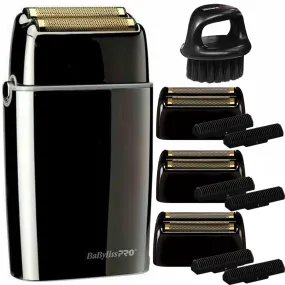 BaByliss PRO FOILFX02 Cordless Metal Double Foil Shaver FXFS2B   3x Replacement Foil & Cutters