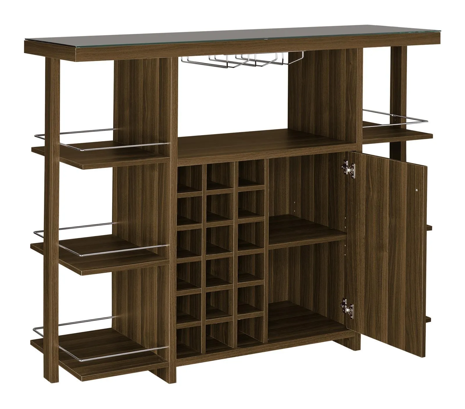 Bar Unit With Wine Bottle Storage Walnut