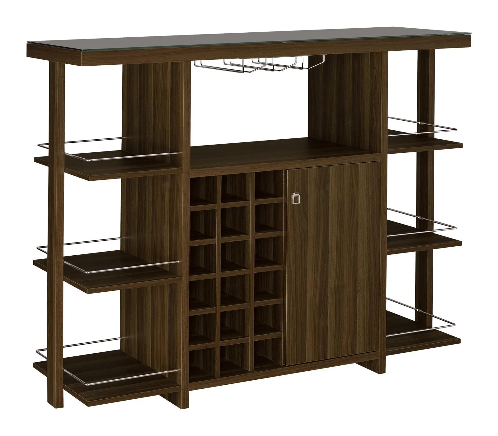 Bar Unit With Wine Bottle Storage Walnut