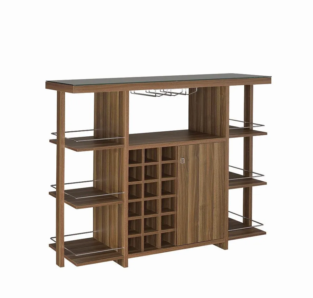 Bar Unit With Wine Bottle Storage Walnut