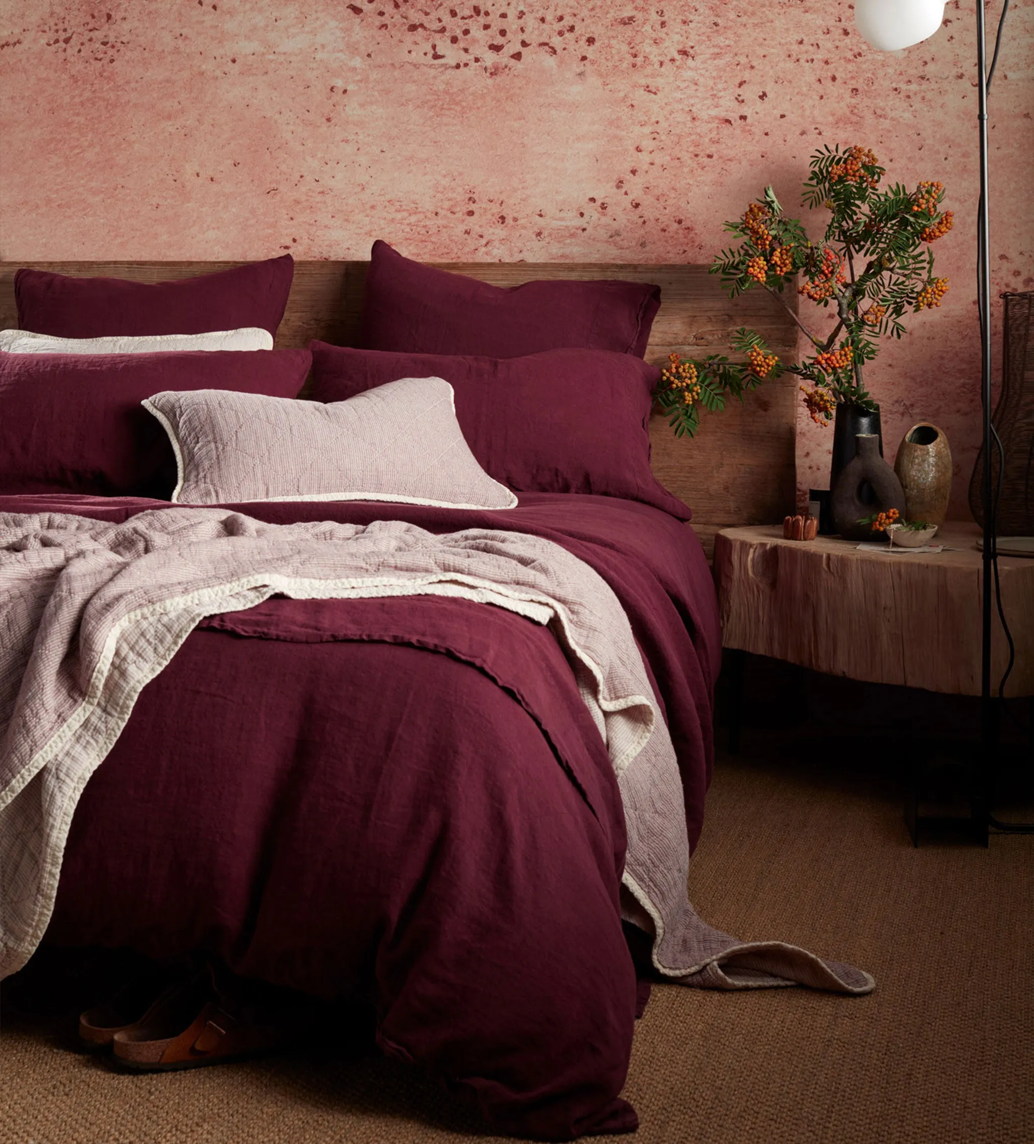 Beetroot 100% Linen Fitted Sheet