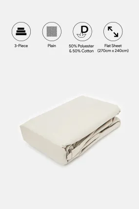 Beige Plain Flat Sheet Set (Double Size)