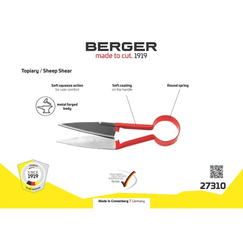 Berger Tools 27310 Topiary Shear with 5.5 Inch Blade, 12.2 Inch