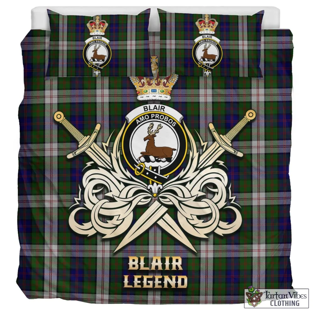 Blair Dress Tartan Bedding Set with Clan Crest and the Golden Sword of Courageous Legacy