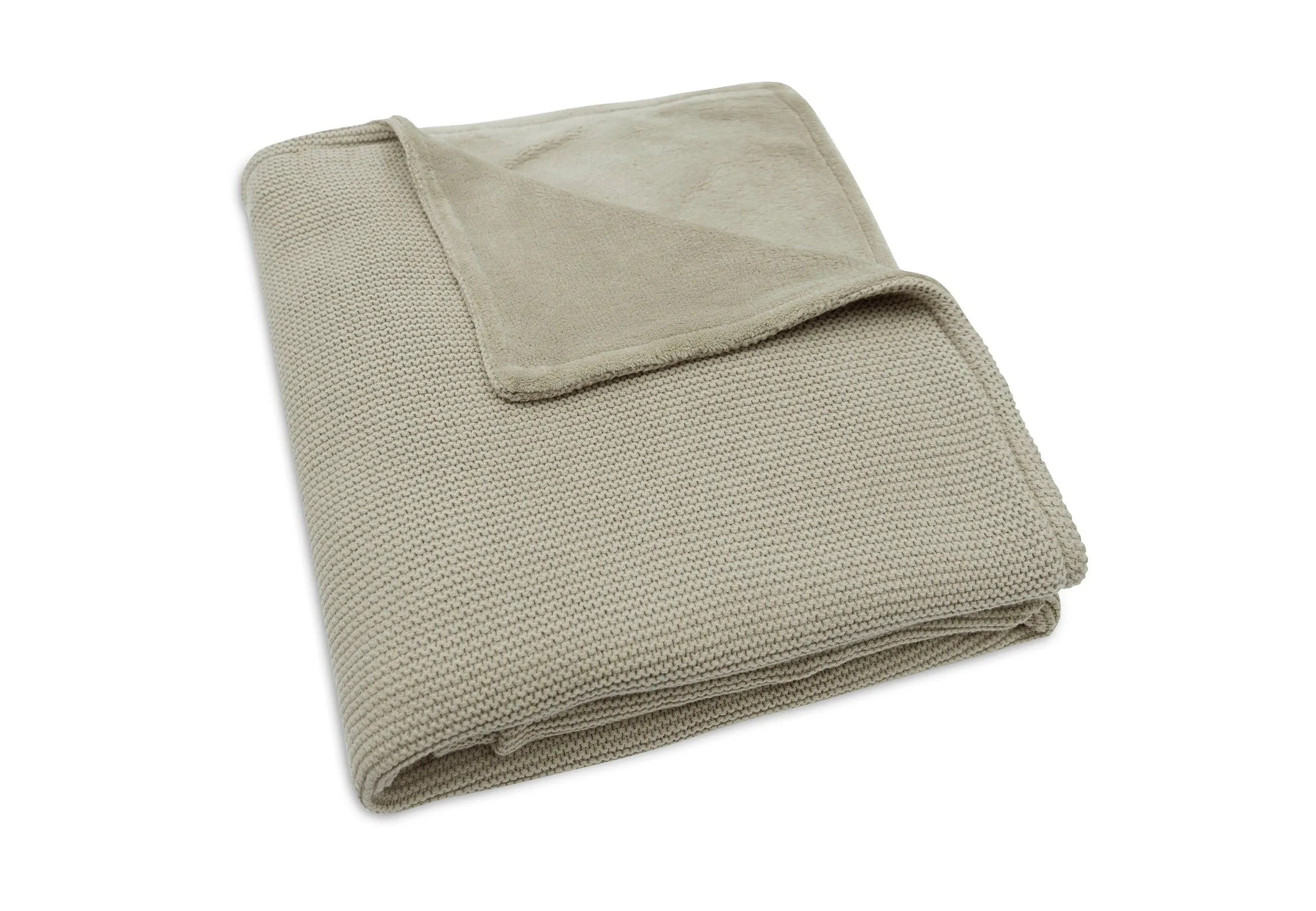 Blanket Cot 100x150cm Basic Knit - Olive Green/Fleece