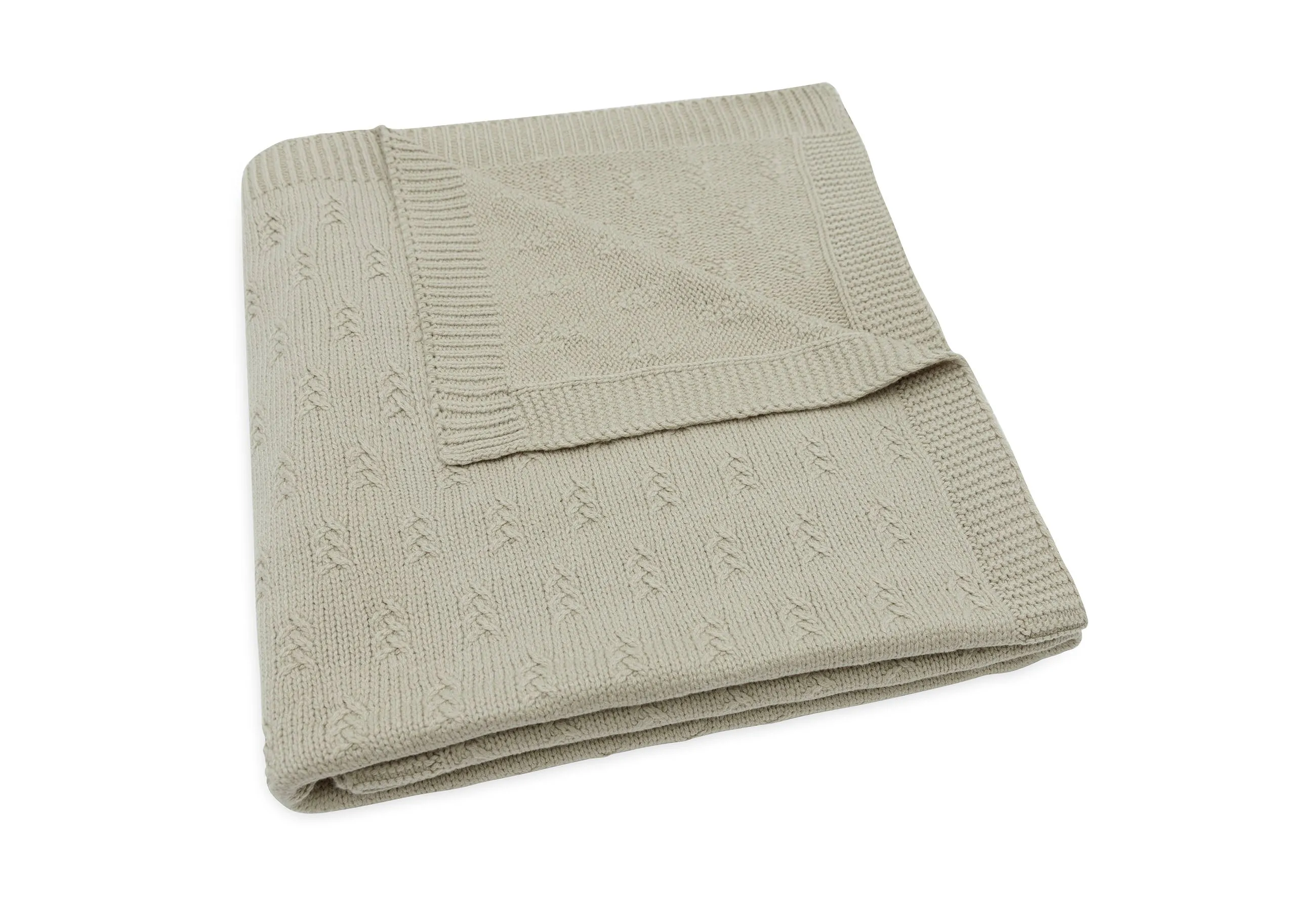 Blanket Cot 100x150cm Grain Knit - Olive Green