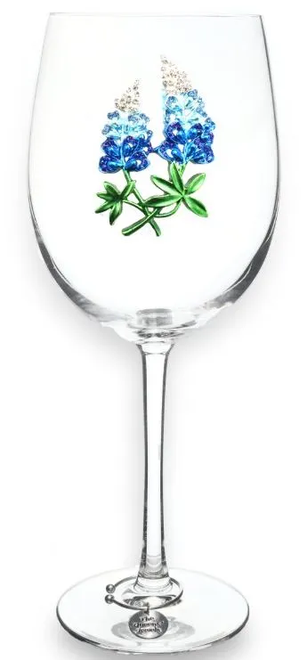 Bluebonnet Stemmed Wine Glasses