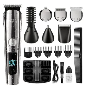 Brightup Beard Trimmer for Men, Hair Clippers & Hair Trimmer, IPX7 Waterproof Mustache Body Nose Ear Facial Shaver, Electric Razor All in 1 Beard Kit, Gifts for Men, USB Rechargeable & LED Display