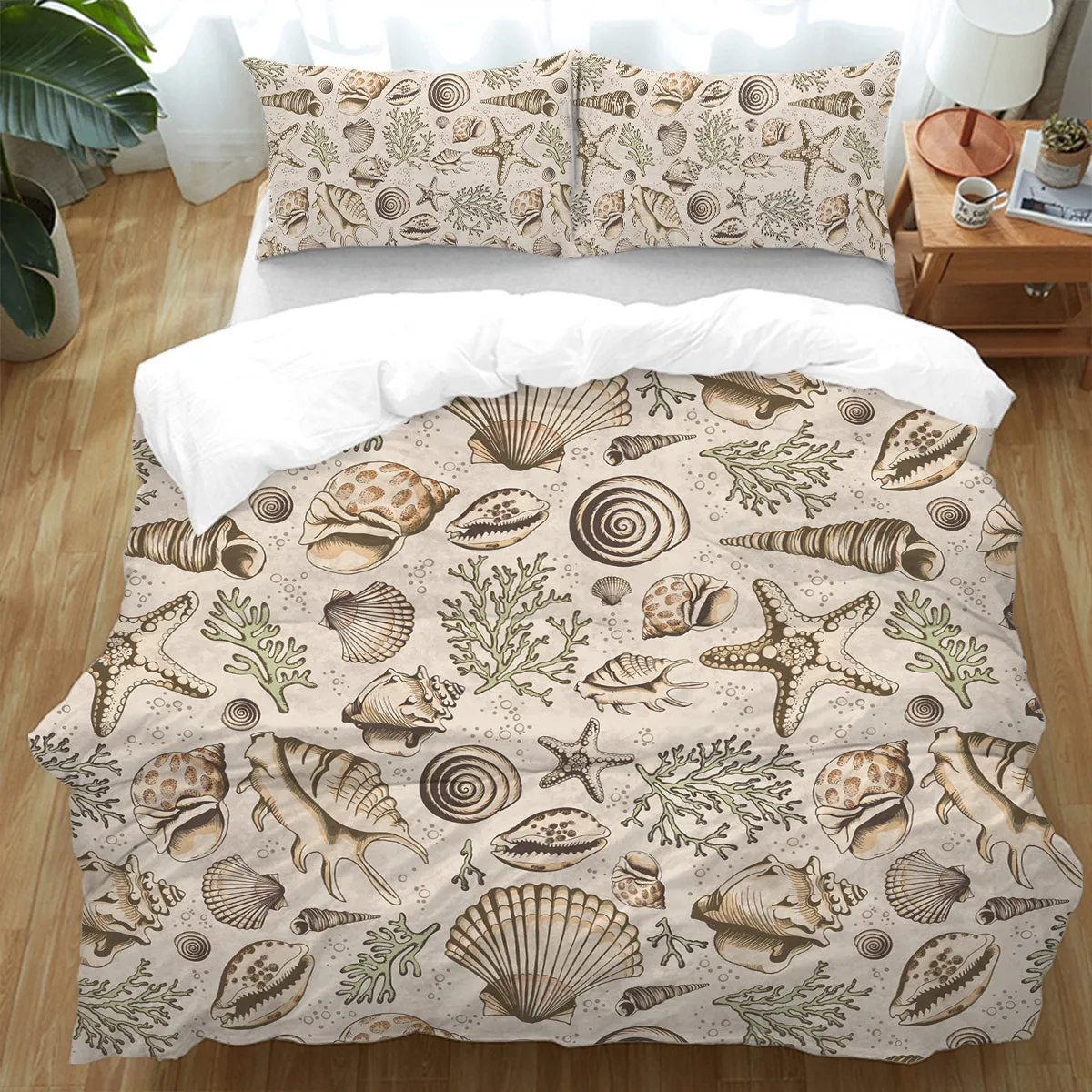 Brown Seashells Duvet Cover Set