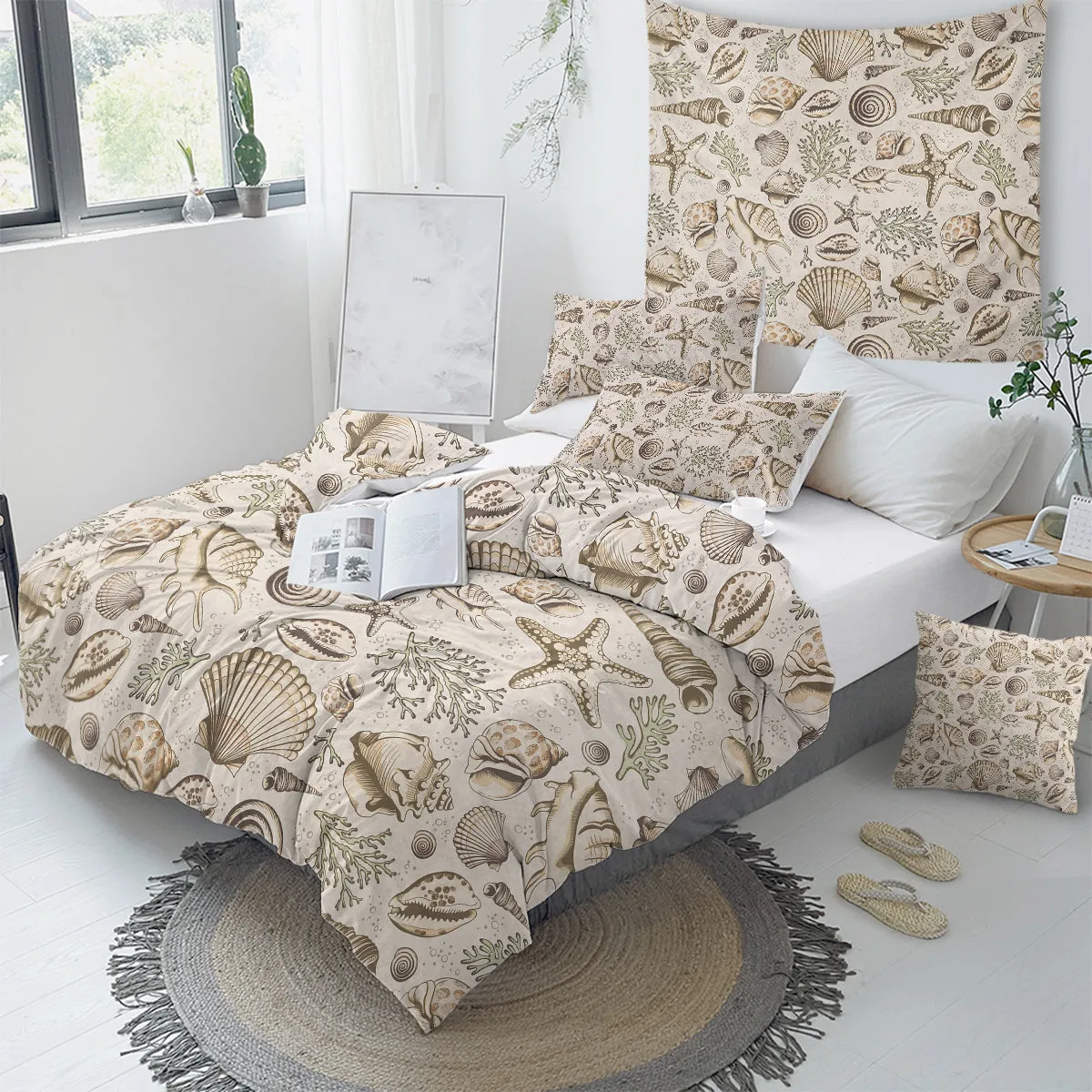 Brown Seashells Duvet Cover Set