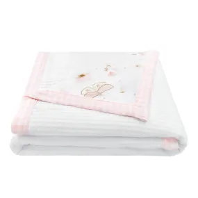 Butterfly Garden  & White  Cot Waffle Blanket