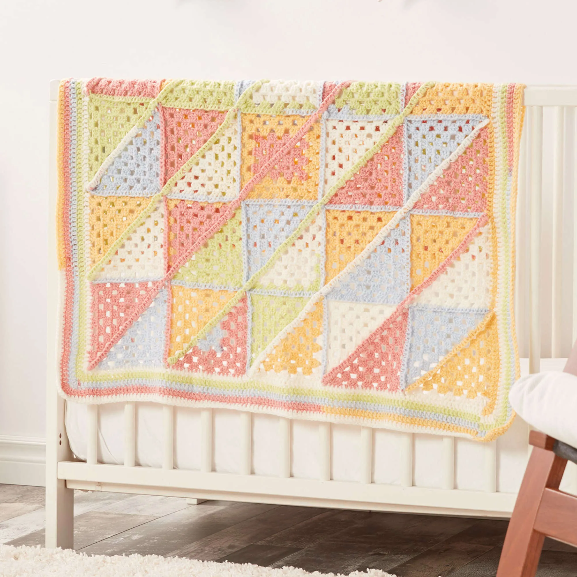 Caron Granny Triangle Patchwork Crochet Blanket