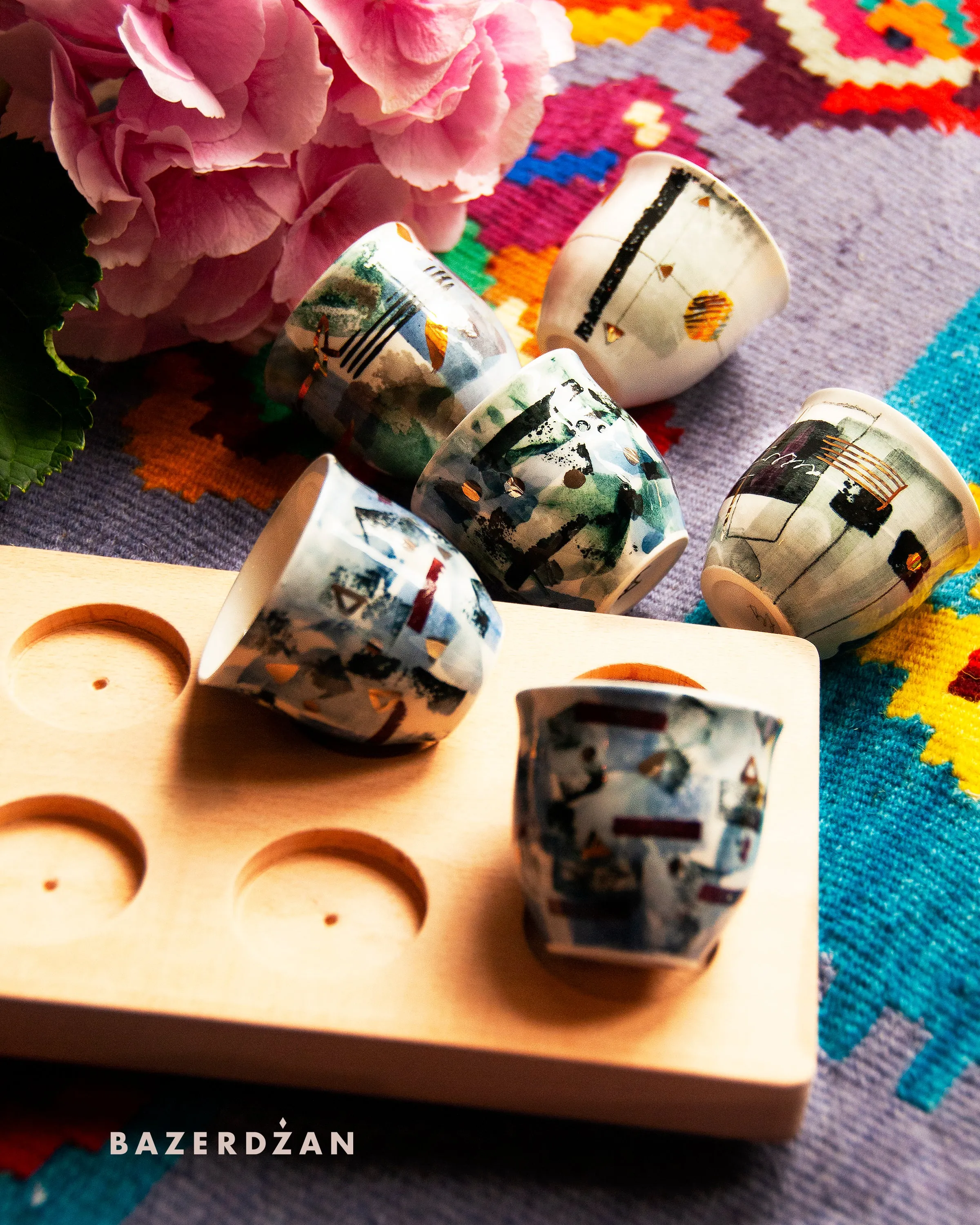 Ceramic Hand Painted Fildzan Cup Set by Bokajok