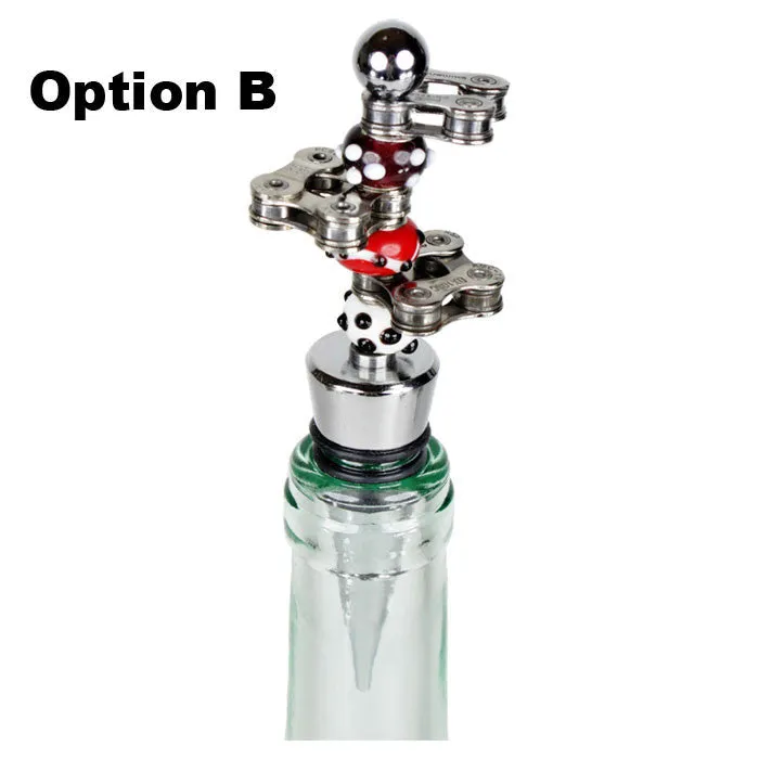 Chain Link Bottle Stopper with Glass Beads - Wholesale