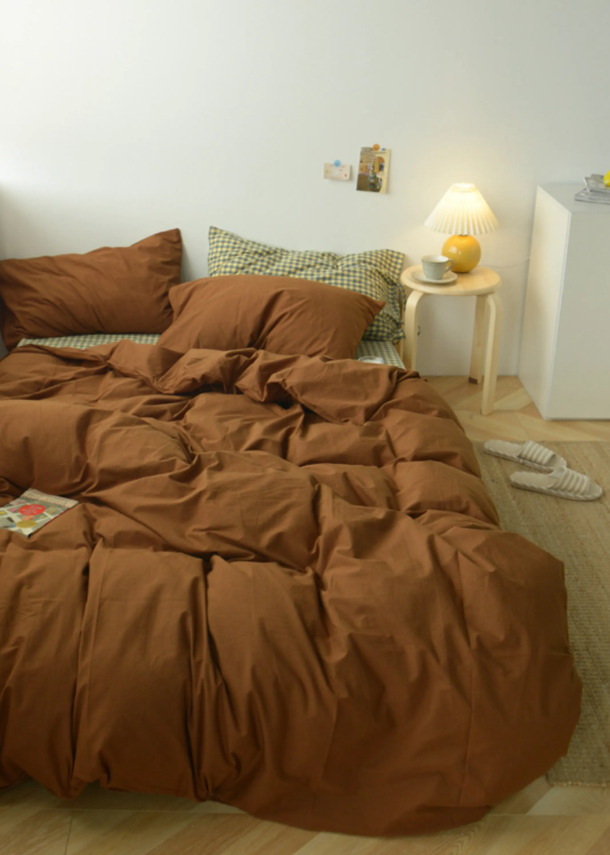 Checkered Bedding Set / Beige