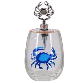 Chesapeake Bay 71670 2 Piece Blue Crab Wine Glass with Stopper