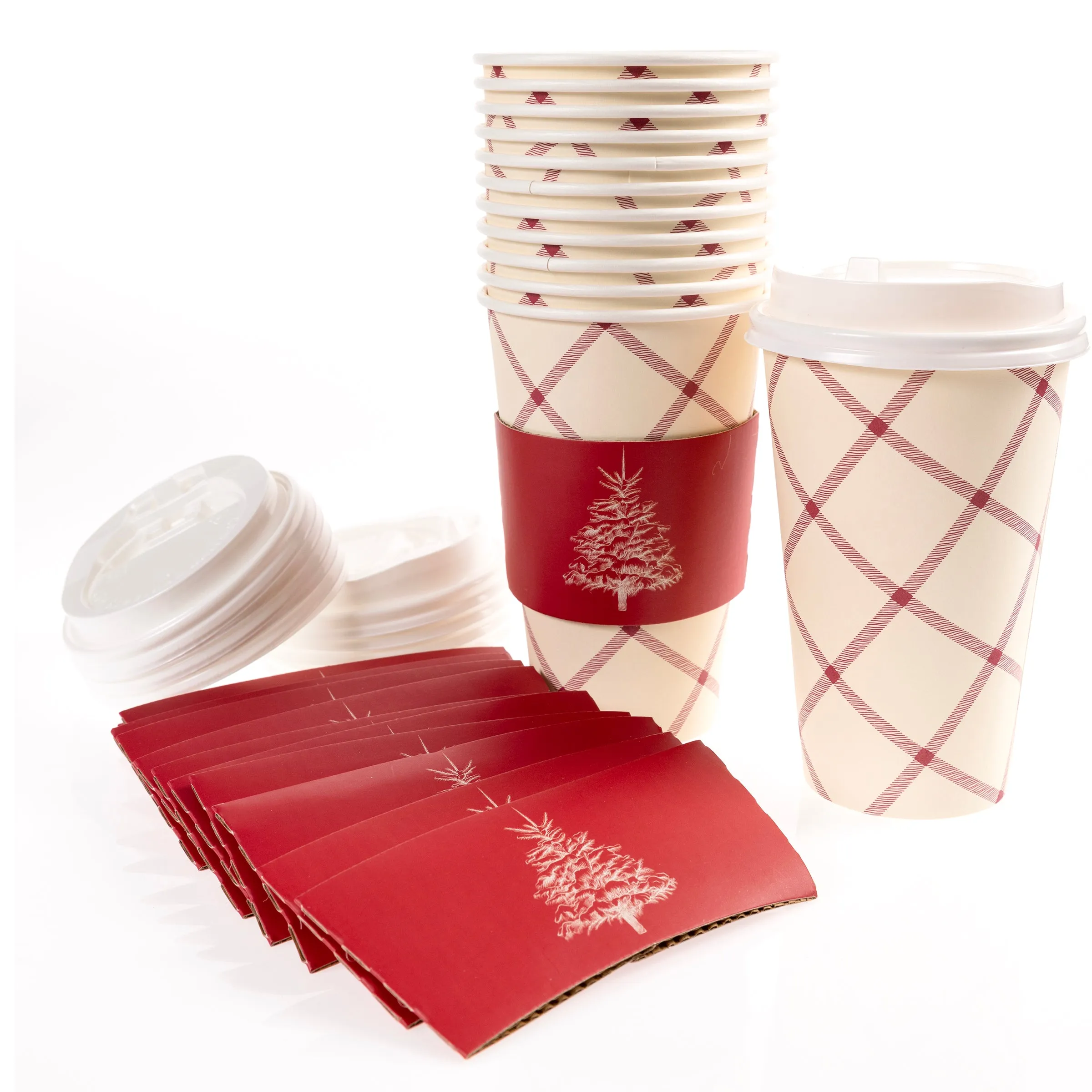 Classic Tree and Plaid Holiday Disposable Travel Cup