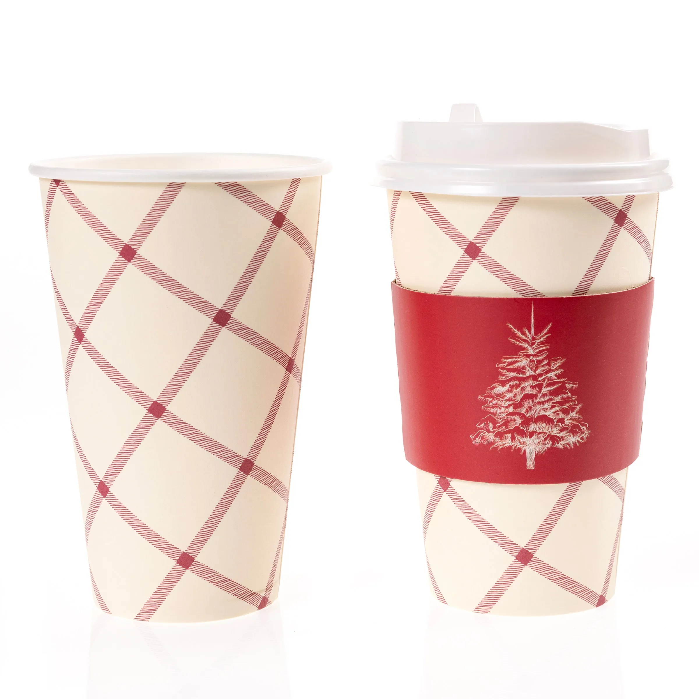 Classic Tree and Plaid Holiday Disposable Travel Cup