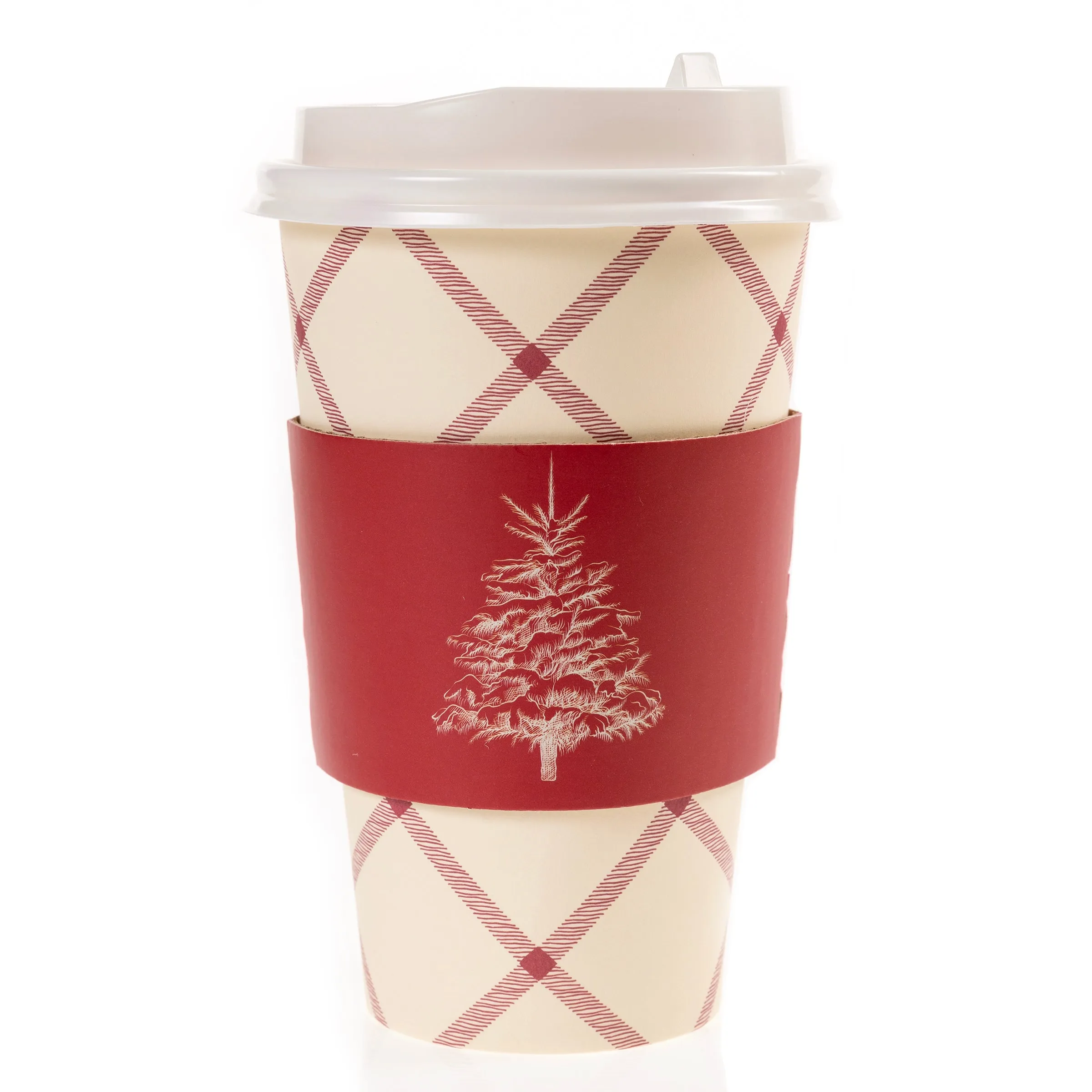 Classic Tree and Plaid Holiday Disposable Travel Cup