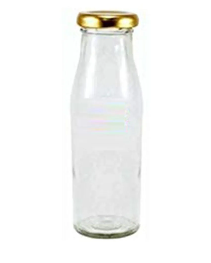 Clear Glass Milk Bottle with Lid for Safe Storage of Beverages Medium Sized | 500 ML | 3 x 8 inches