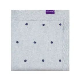 Clevamama Knitted Pom Pom Baby Blanket Organic Cotton 80X100Cm (Blue)