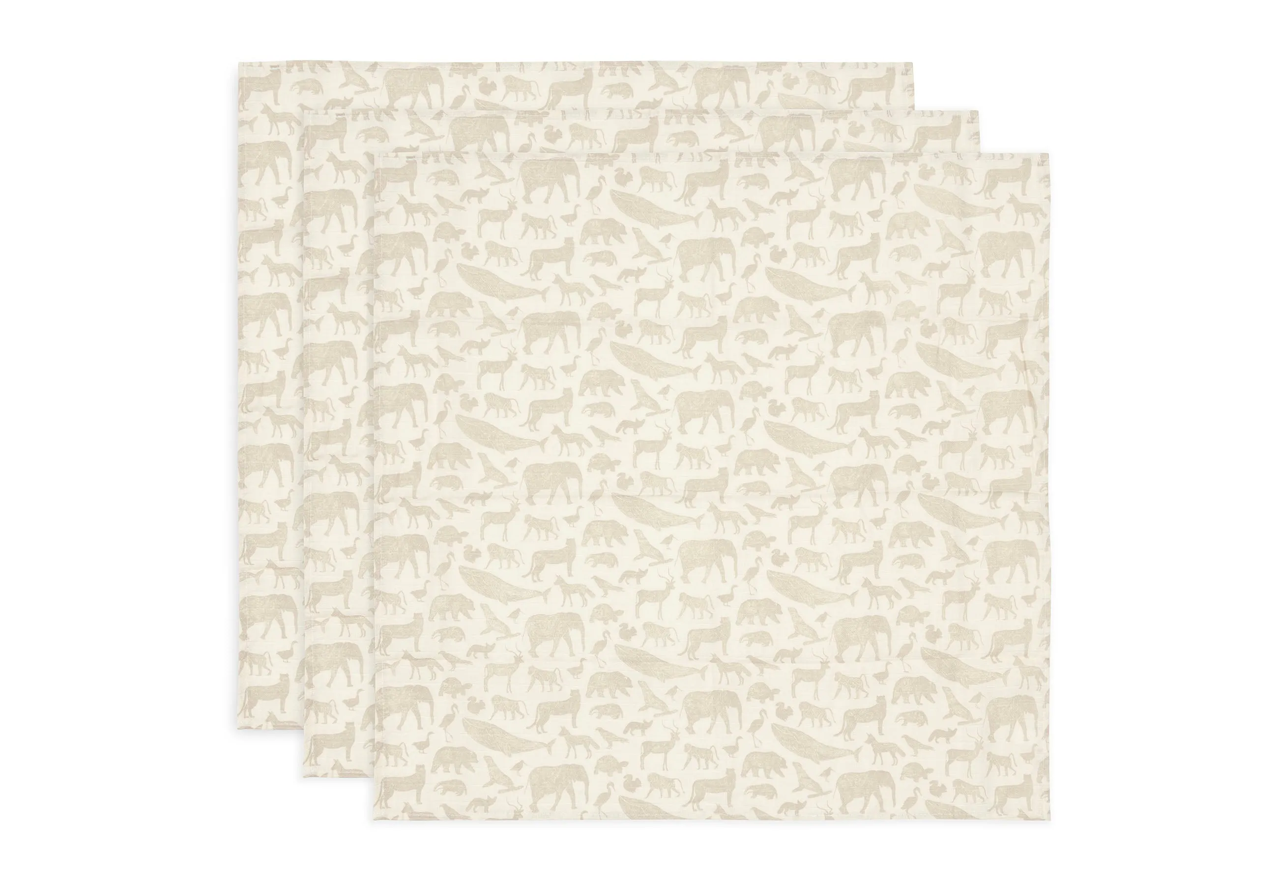 Cloth Muslin 70x70cm Animals - Nougat - 3 Pack