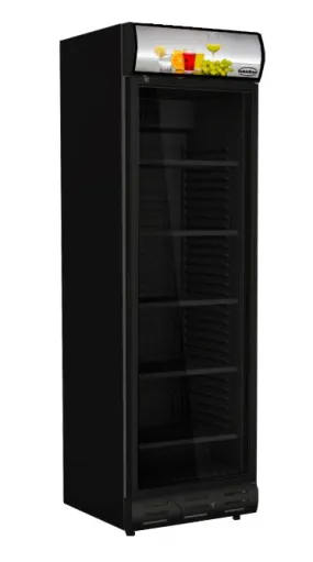 Combisteel Single Hinged Glass Door Fridge Merchandiser Black Left Hand - 7464.0093